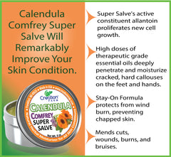 Calendula-Comfrey Salve - Super Salve - Large 4 oz Tin, Super Salve, Herbal Salve.