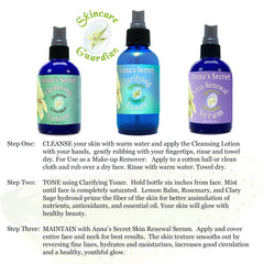 SkinCare Guardian Facial System: Anna's Secret Cleansing Lotion Clarifying Toner  Skin Renewal Serum - Creation Pharm